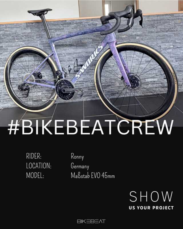 🚴‍♂️ Bike-Feature-Zeit! 🔥⁠
⁠
Diese Woche stellen wir euch Ronny aus Deutschland und sein beeindruckendes S-Works Tarmac SL8 in einem außergewöhnlichen Colorway vor. 😍✨⁠
⁠
Ronny fährt schon seit einigen Jahren treu unsere Laufräder. Nach dem Maßstab SL – Hitoshi Edition sollte diesmal etwas ganz Besonderes im Allroundbereich her, die Vorgabe war ein 45 mm Laufradsatz mit 23mm Maulweite und Stahlspeichen unter 1100 g. 💎⁠
⁠
Das Resultat ist ein echtes Highlight, das bald in Serie geht! 😉 Seid gespannt, was in nächster Zeit noch an leichten Neuheiten kommt.⁠
⁠
Für Ronny ist der getunte Maßstab 45 mm EVO der perfekte Allrounder – mit sensationellem Gewicht und erstklassiger Leistung. Wer Servicequalität, Langlebigkeit und Fahrspaß sucht, kommt an diesem Modell kaum vorbei. 💨⁠
⁠
➡️ Ergebnis: Ein stimmiges Gesamtpaket, das Ronnys S-Works Tarmac SL8 optisch und technisch auf das nächste Level hebt.⁠
⁠
👉 Mehr Infos findet ihr auf www.bikebeat.de⁠
⁠
⁠
📩 Du möchtest dein Bike ebenfalls individuell gestalten lassen? Schick uns dein Projekt – vielleicht wird es schon bald unser nächstes Feature!⁠
⁠
Habt eine tolle Woche und viele schnelle Kilometer! 🚀⁠
⁠
-----------------------------------------⁠
⁠
🚴‍♂️ Bike Feature Time! 🔥⁠
⁠
This week, we’re featuring Ronny from Germany and his impressive S-Works Tarmac SL8 in a truly unique colorway. 😍✨⁠
⁠
Ronny has been faithfully riding our wheels for several years. After the Maßstab SL – Hitoshi Edition, he wanted something really special in the all-round category this time. The goal was a 45 mm wheelset with 23 mm internal width and steel spokes under 1100 g. 💎⁠
⁠
The result is a real highlight, soon to go into series production! 😉 Stay tuned for more lightweight innovations coming your way soon.⁠
⁠
For Ronny, the tuned Maßstab 45 mm EVO is the perfect all-rounder – with incredible weight and top-notch performance. Anyone looking for service quality, durability, and riding fun will find it hard to beat this model. 💨⁠
⁠
➡️ Result: A perfectly balanced package that takes Ronny’s S-Works Tarmac SL8 to the next level, both visually and technically.⁠
⁠
📩 Send us your project – maybe it will be our next feature!⁠